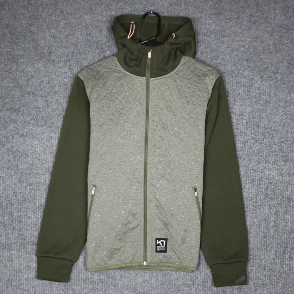 Kari Traa Full Zip Quilted Hooded Jacket Womens L‎ G Green Soft Cushion Shell